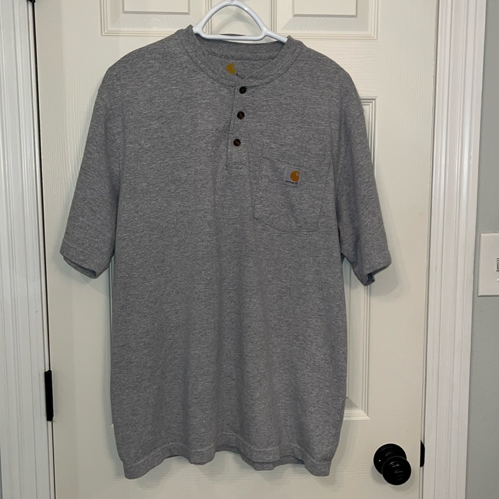 Carhartt Men’s Original Fit Gray Short Sleeve Henley T-Shirt Sz Large Work‎